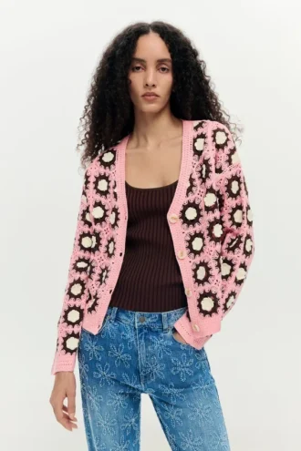 Roze gehaakt vest