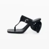 Sandalen met hak in leerlook