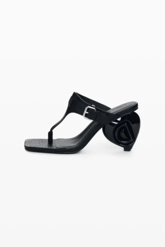 Sandalen met hak in leerlook