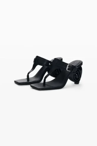 Sandalen met hak in leerlook