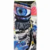 Slanke, gerimpelde midi-rok met collageprint