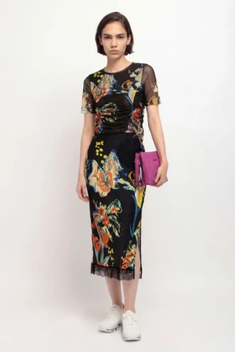 Slanke midi-rok met print