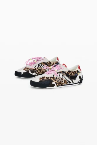 Sneakers met patchwork en dierenprint