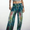 Splatter-Jeans met wijde pijpen