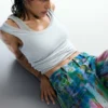 Splatter-Jeans met wijde pijpen