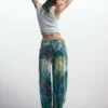 Splatter-Jeans met wijde pijpen