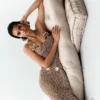 Strapless jurk met franjes