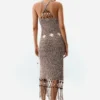 Strapless jurk met franjes