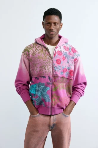 Sweatshirt met bloemenprint en rits