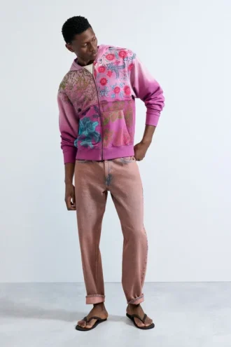 Sweatshirt met bloemenprint en rits