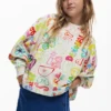 Sweatshirt met brede mouwen en letters