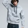 Sweatshirt met capuchon en opdruk