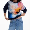Sweatshirt met grote bloem