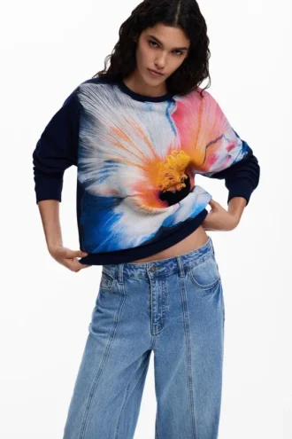 Sweatshirt met grote bloem