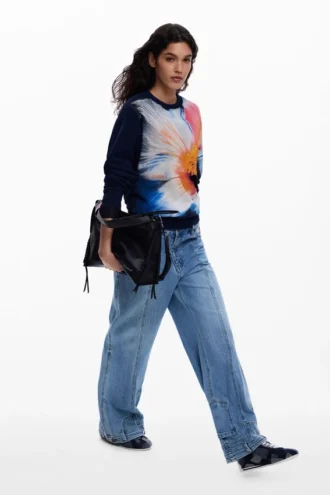 Sweatshirt met grote bloem