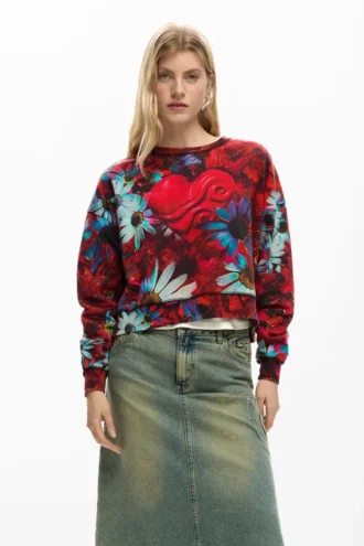 Sweatshirt met hartjesprint