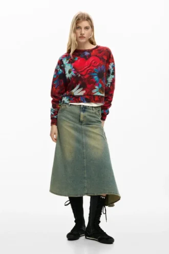 Sweatshirt met hartjesprint