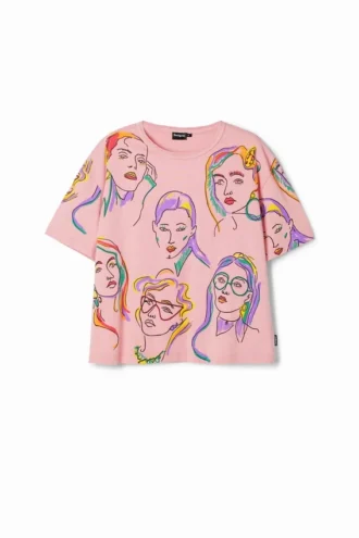 T-shirt met artistieke gezichten