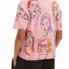 T-shirt met artistieke gezichten