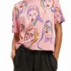 T-shirt met artistieke gezichten