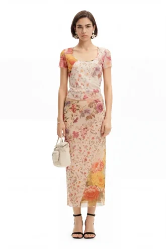 T-shirt met bloemenprint van tule