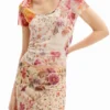 T-shirt met bloemenprint van tule