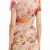 T-shirt met bloemenprint van tule