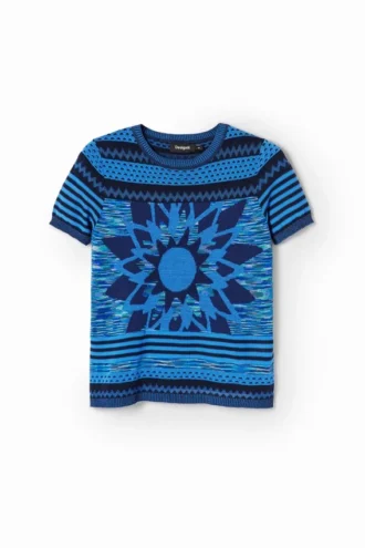 T-shirt met gebreide bloem