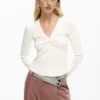 T-shirt met geribde knoop