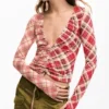 T-shirt met gerimpelde halslijn