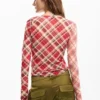 T-shirt met gerimpelde halslijn