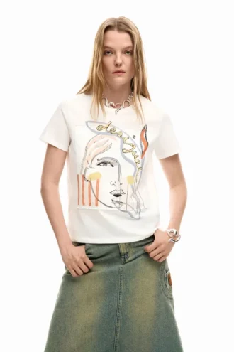 T-shirt met gezichtlogo