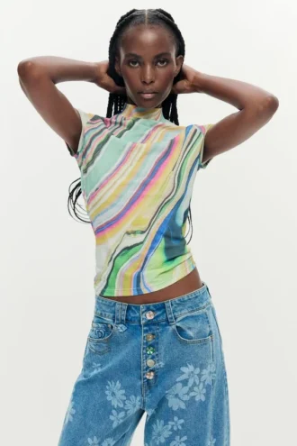 T-shirt met golfprint
