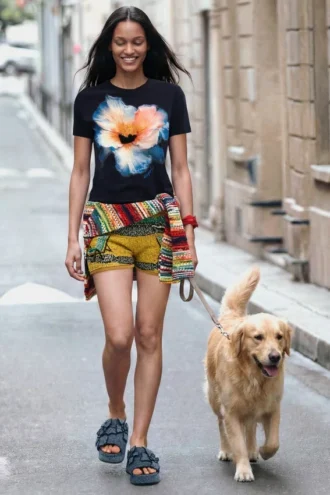 T-shirt met grote bloemenprint