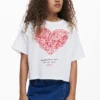 T-shirt met hartjesprint en korte mouwen