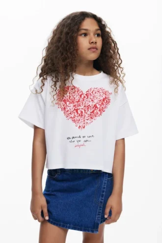 T-shirt met hartjesprint en korte mouwen