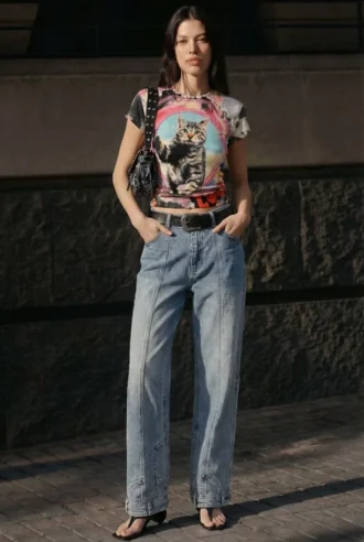 T-shirt met kattenprint
