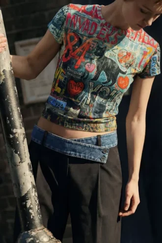 T-shirt met kattenprint