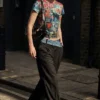 T-shirt met kattenprint