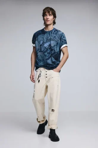 T-shirt met korte mouwen en mozaïekprint