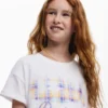 T-shirt met korte mouwen en ruitjesmotief