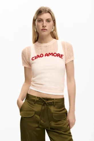 T-shirt met korte mouwen en tekst