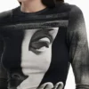 T-shirt met lange mouwen en sculptuurprint