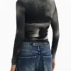 T-shirt met lange mouwen en sculptuurprint