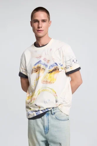 T-shirt met print en tekeningen