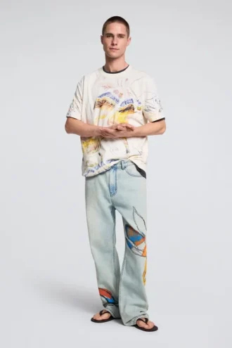 T-shirt met print en tekeningen