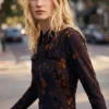 T-shirt met rits en flockprint