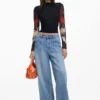 T-shirt met transparante mouwen