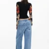 T-shirt met transparante mouwen