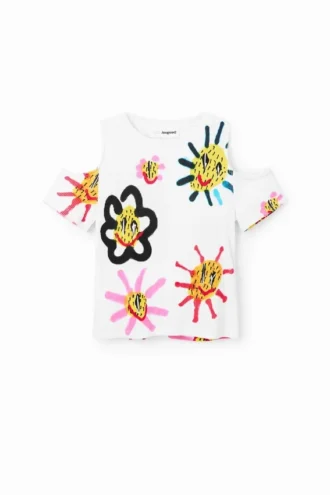 T-shirt met uitsnijdingen